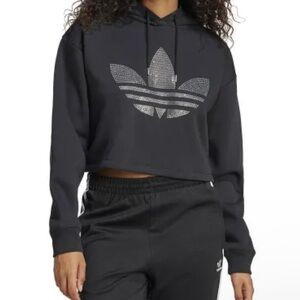 Black rhinestone logo Adidas sweatshirt